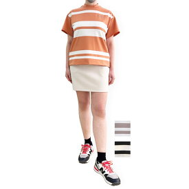 [SALE]BRIEFING(ブリーフィング) WOMEN’S PANEL STRIPE HIGHNECK （リラックスフィット）2025春夏新作[定価20,900円]