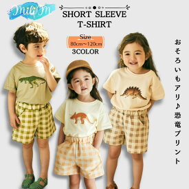 《楽天スーパーSALE 半額》子供服 恐竜 半袖 Tシャツ トップス ダイナソー 男の子 女の子 ベビー キッズ キッズ服 子ども服 ジュニア 幼稚園 子ども 子供 男児 女児 80cm 90cm 100cm 110cm 120cm 6ヶ月 12ヶ月 1歳 2歳 3歳 4歳 5歳 6歳 7歳