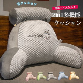 P10 背もたれ クッション もちもち 涼感アイスシルク 2in1多機能クッション 椅子 腰枕 腰&背中にフィット 人間工学 涼しい 大きい ベッド用 自宅用 オフィス用
