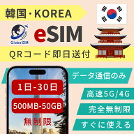 韓国 eSIM 最短30分 無制限 5G/4G 実名登録不要 高速データ通信 24時間 対応 海外 短期 即日開通 QRコー…