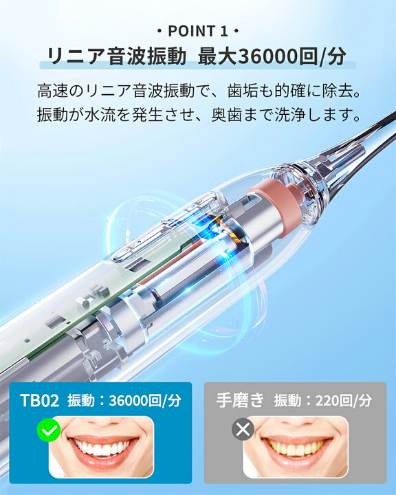 楽天市場】【IPX7防水 36000回転/分】電動歯ブラシ 音波式電動歯ブラシ 