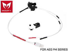 MODIFY 強化スイッチ 前方配線キット for M4シリーズw/シルバーメッキワイヤー&タミヤプラグ ◆AEG M4メカBOX 耐熱 7.2Vタミヤミニ端子