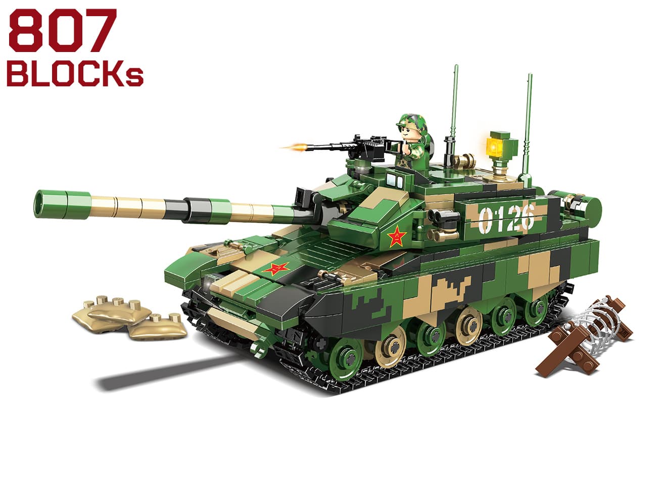 AFM ARMY ブロック トイ フィギア 組み立て モデル 模型 プラスチック 玩具 戦車 中国軍 中華人民共和国 99式戦車 ZTZ-99/WZ-123B JD-3 アクティブ防護システム  AFM ワールドタンクシリーズ 中国軍 ZTZ-99 99式主力戦車 807Blocks ◆中国軍タイプ99主力戦車 ミリタリー ジオラマ 組み立てブロック