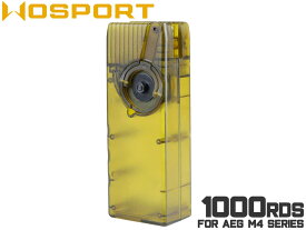 WoSporT ハイスピード リールBBローダー 1000Rds M4◆AEG 電動ガン M4シリーズスプリング式対応 約1000発 折り畳み式ハンドル スピードローダー クリアイエロー