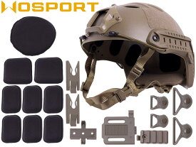 WoSporT FAST CARBONタイプ ヘルメット スタンダードバージョン M-SIZE TAN◆軽量 ABS帽体 EVAパッド式 バンド長 タイプ ARCレール ベルクロベース VSAシュラウド