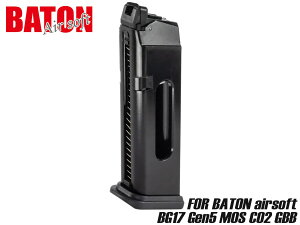 BATON airsoft GLOCK G17 CO2�}�K�W�����X�y�A�}�K�W�� �n���h�K�� �K�X�u���[�o�b�N �K�X�u�� �O���b�N GLOCK 17 GEN5 �J�X�^�� �\�� ��C ���y�A ���e�� 24��