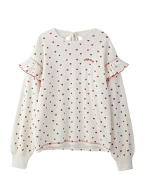 【SALE／50%OFF】FRILL HEART WAFFLE TOP MILKFED. ミルクフェド トップス カットソー・Tシャツ ホワイト ブラウン ネイビー【RBA_E】【送料無料】[Rakuten Fashion]