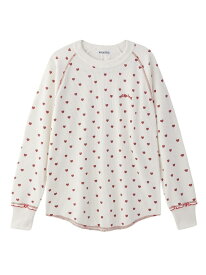 【SALE／50%OFF】HEART WAFFLE TOP MILKFED. ミルクフェド トップス カットソー・Tシャツ ホワイト ブラウン ネイビー【RBA_E】【送料無料】[Rakuten Fashion]