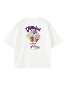 TRIPLE ICE WIDE S/S TEE MILKFED. ミルクフェド トップス カットソー・Tシャツ ホワイト ネイビー【送料無料】[Rakuten Fashion]