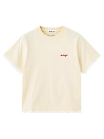 LACE S/S TEE MILKFED. ミルクフェド トップス カットソー・Tシャツ ブラック ホワイト【送料無料】[Rakuten Fashion]