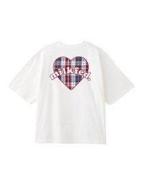 【SALE／30%OFF】PLAID HEART WIDE S/S TEE MILKFED. ミルクフェド トップス カットソー・Tシャツ ピンク ホワイト ブラック【RBA_E】[Rakuten Fashion]