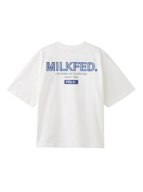【SALE／30%OFF】MILKFED. PLAID LOGO WIDE S/S TEE MILKFED. ミルクフェド トップス カットソー・Tシャツ ホワイト ブラック ピンク【RBA_E】[Rakuten Fashion]