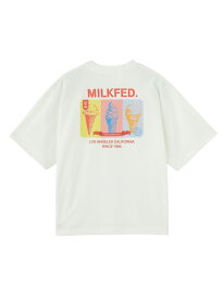【SALE／30%OFF】TRIPLE ICE CREAM WIDE S/S TEE MILKFED. ミルクフェド トップス カットソー・Tシャツ ブルー ホワイト ブラック【RBA_E】[Rakuten Fashion]