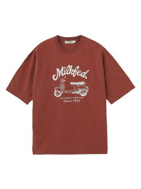 【SALE／30%OFF】BIKE CRACK PRINT WIDE S/S TEE MILKFED. ミルクフェド トップス カットソー・Tシャツ ホワイト ブラウン グレー【RBA_E】[Rakuten Fashion]