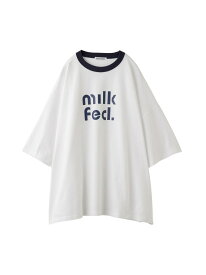 【SALE／40%OFF】CUT OUT LOGO BIG S/S TOP MILKFED. ミルクフェド トップス カットソー・Tシャツ ホワイト ネイビー ブラウン ピンク【RBA_E】【送料無料】[Rakuten Fashion]