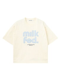 CUT OUT LOGO GINGHAM WIDE S/S TEE MILKFED. ミルクフェド トップス カットソー・Tシャツ ホワイト ブラック【送料無料】[Rakuten Fashion]