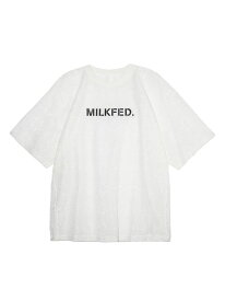 【SALE／50%OFF】LACE S/S TOP MILKFED. ミルクフェド トップス カットソー・Tシャツ ブラック ホワイト【RBA_E】【送料無料】[Rakuten Fashion]