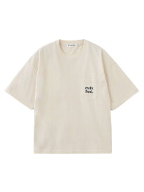 【SALE／30%OFF】CUT OUT LOGO POCKET WIDE S/S TEE MILKFED. ミルクフェド トップス カットソー・Tシャツ パープル ホワイト グレー【RBA_E】[Rakuten Fashion]