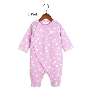 【ママとお揃い】【メール便可】いちご・小花カバーオール カバーオール ロンパース ワッフル 春夏 春物 夏物 秋物 秋 60 70 女の子 ベビー 新生児 部屋着 ロンパス プリントイチゴ柄 いちご