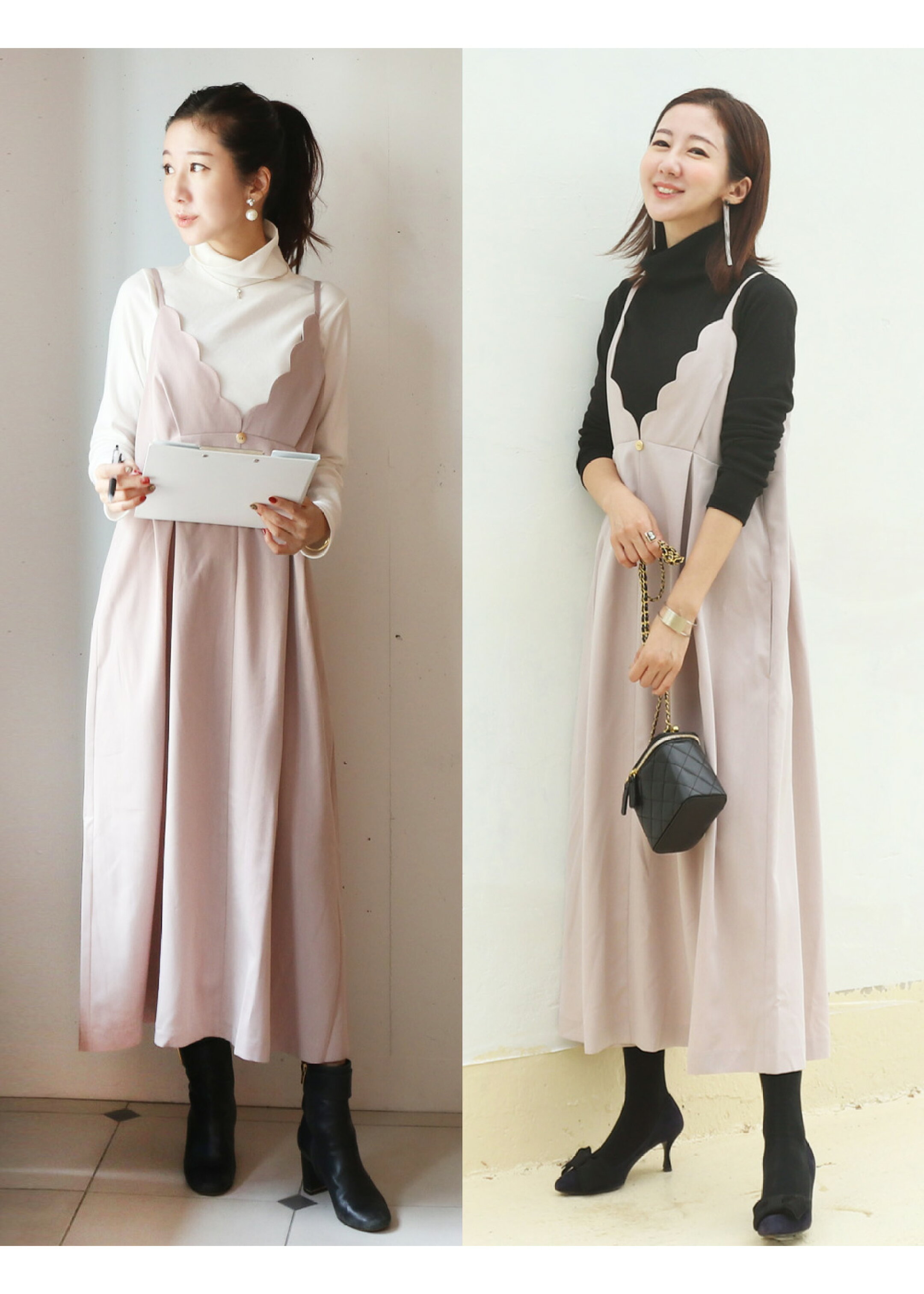 ＜授乳服・マタニティ＞コレット・スカラップキャミワンピース