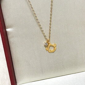 アマビエ様モチーフ18金ネックレス ダイヤモンドチャーム付き バレンタイン プレゼント 母の日プレゼント