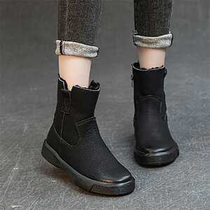 スノーブーツ 牛革 レディース おしゃれ ムートンブーツ 冬 裏起毛 スノーブーツ 滑らない かわいい ブーツ 黒 ブラウン 防寒 ウインターブーツ ショート丈 アウトドア 防滑 保暖 冬用 綿靴