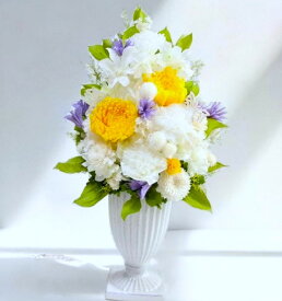 仏花 仏花 プリザーブドフラワー お供え お悔やみ 供花 お花 仏壇 枯れない 花 喪中見舞い 一周忌 四十九日 お悔やみ 仏壇 仏壇用 お盆 新盆 初盆 お彼岸 法事 ペット 線香 セット 大きい仏花 大きめ仏花 NO.202507　イエロー