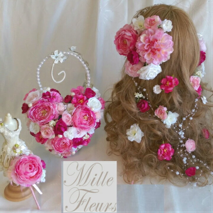 ラプンツェル ウェディングブーケ ブートニア ヘッドパーツ 3点セット  