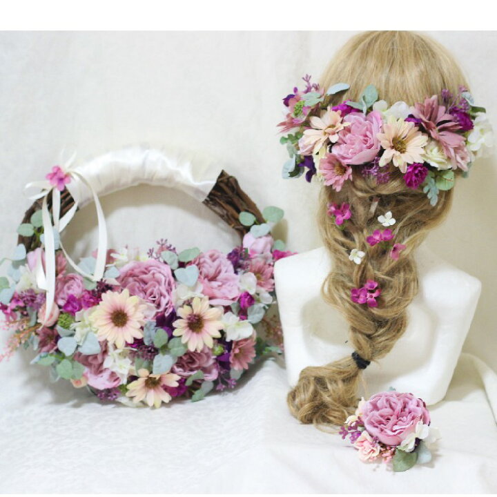 楽天市場】ウェディングブーケ ボリューム髪飾り リースブーケ  