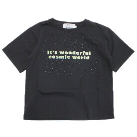 【子供服/フォークメイド/folk made/フォルクメイド/キッズ】 あす楽 cosmic print Tシャツ ブラック