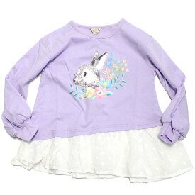 【la poche biscuit】【子供服】【ラ ポシェ ビスキュイ】【子ども服】 あす楽 レイヤード風長袖Tシャツ パープル(PL)