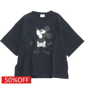 【子供服/グルーヴィーカラーズ/groovy colors/ジュニア/男の子】 セール 【50%OFF】 テンジク MICKEY OVER SIZE TEE 4NV紺