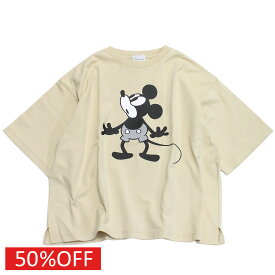 【子供服/グルーヴィーカラーズ/groovy colors/ジュニア/男の子】 セール 【50%OFF】 テンジク MICKEY OVER SIZE TEE 16BEベージュ