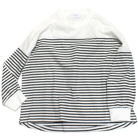 【FOV/フォブ/こども服/キッズ/親子/カジュアル】 ボーダー切り替え L/S Tシャツ ホワイト(WH)