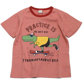 【子ども服/ジュニア/DILASH/子供服/ディラッシュ】 あす楽 恐竜スケートボードTシャツ ピンク(PK)