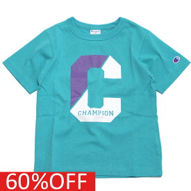 【CHAMPION/KIDS/チャンピオン/キッズ/子ども服】 セール 【50%OFF】 あす楽 Cロゴ ショートスリーブTシャツ ブルーグリーン(440)