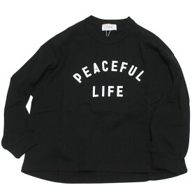 【FOV/フォブ/こども服/キッズ/親子/カジュアル】 PEACEFUL LIFE L/S Tシャツ ブラック(BK)