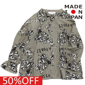 【子供服/フォークメイド/folk made/フォルクメイド/キッズ】 セール 【50%OFF】 あす楽 dans la foret check print gather ブラウス チェックブラックホワイト