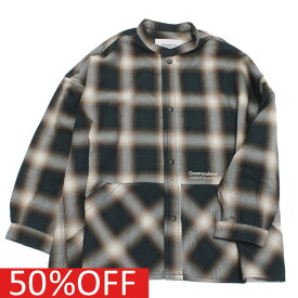 【子供服/グルーヴィーカラーズ/groovy colors/ジュニア/男の子】 セール 【50%OFF】 あす楽 チェックバンドカラー BIG シャツ 8GNグリーン