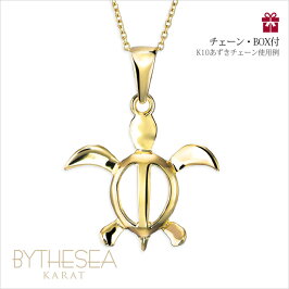 ハワイアンジュエリーネックレスホヌLK14イエローゴールドCG-GP117