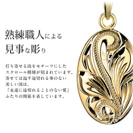 ハワイアンジュエリーペアネックレスK14ゴールドオーバル送料無料刻印無料あす楽CG-GP118P