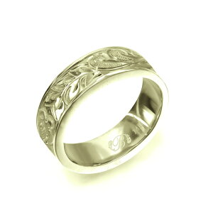 ハワイアンジュエリー オーダーメイド リング 幅6mm 厚み2mm フラット 14Kグリーンゴールド マイレ&カレイキニ プレーン オーダーメイド リング 指輪 結婚指輪 マリッジリング | メンズ レデ