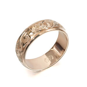 ハワイアンジュエリー オーダーメイド リング 幅6mm 厚み1.2mm バレル 14Kピンクゴールド カレイキニ プレーン オーダーメイド リング 指輪 結婚指輪 マリッジリング | メンズ レディース 誕生