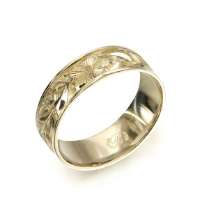 ハワイアンジュエリー オーダーメイド リング 幅6mm 厚み1.2mm フラット 14Kイエローゴールド マイレリーフ プレーン オーダーメイド リング 指輪 結婚指輪 マリッジリング | メンズ レディース