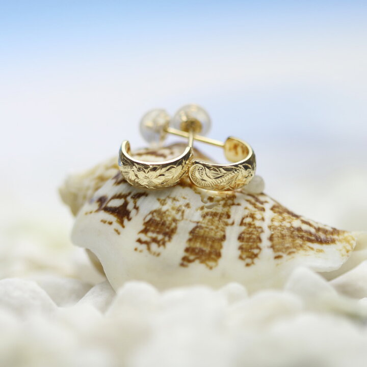 楽天市場】ハワイアンジュエリー フープピアス ピアス ゴールド 14K 