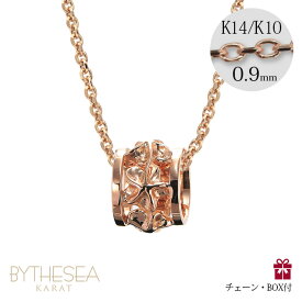 ゴールドネックレス ハワイアンジュエリー ネックレス ピンクゴールド バレル ネックレス プルメリア透かしバレル 14k カットあずきチェーン太0.9mm ギフトラッピング可能 | 彼女 妻 女性 レディース プレゼント 【品番：CG-GP105R-CH123】