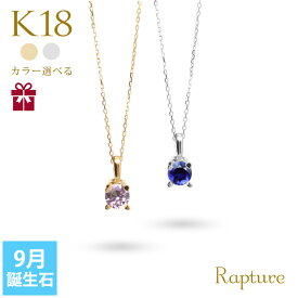 サファイア ネックレス K18 ゴールド ネックレス ピンクサファイア 9月誕生石 一粒 18金 18K イエローゴールド ホワイトゴールド チェーンの長さ選べる 40cm 45cm 50cm ギフトラッピング可能 シンプル 華奢 上品 Rapture | プレゼント 【品番：CG-RSP-29051-9】