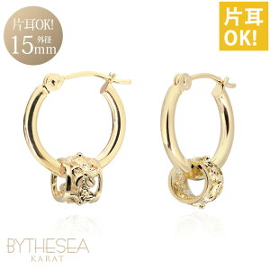 ハワイアンジュエリー フープピアス ピアス イエローゴールド ピアス 【外径15mm】 クロッシングピアス ハイビスカス透かしバレル ゴールド 揺れる 片耳(1個)購入可 K14イエローゴールド 14K 20