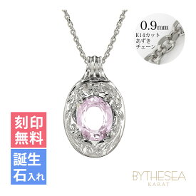 ゴールドネックレス ハワイアンジュエリー ネックレス ホワイトゴールド ネックレス 刻印無料 誕生石入れ可(有料)大粒カラーストーン 14K K14 14k k14カットあずきチェーン太0.9mm ギフトラッピング可能 | プレゼント 【品番：CG-GP125W-1-CH123】