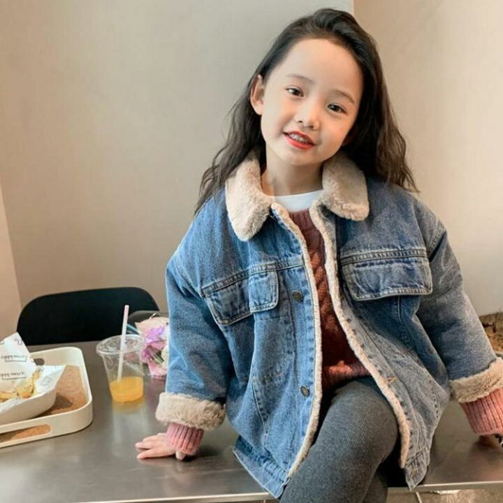 楽天市場】子供服 デニムコート 裏起毛 デニムジャケット 裹ボア  